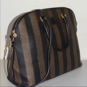 Classic FENDI Pequin Large Handbag